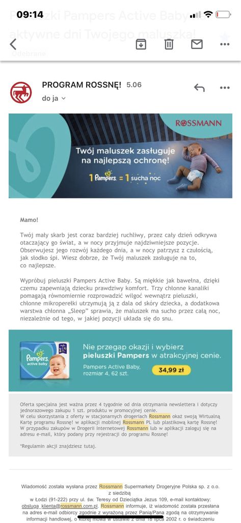 pampers active baby nowe