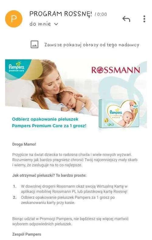 pampers rossnę za darmo