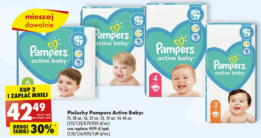 pieluchomajtki pampers 6 opis po polsku